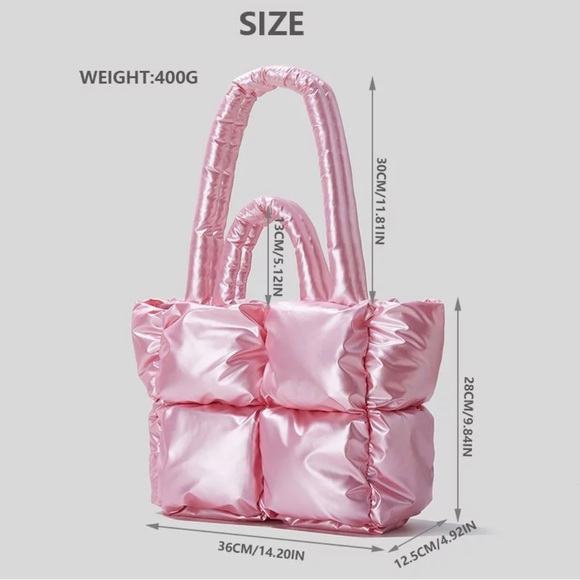 New Black and white color Down Puff Shoulder Bag Handbag Puffy Soft Carry Bag - Picture 10 of 11